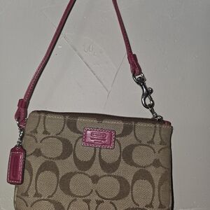 Coach Brown and Pink Signature Wristlet